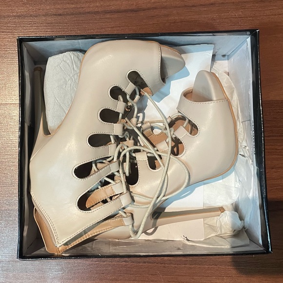 Fashion Nova Beige Lace-up Stiletto Heels - Picture 5 of 9